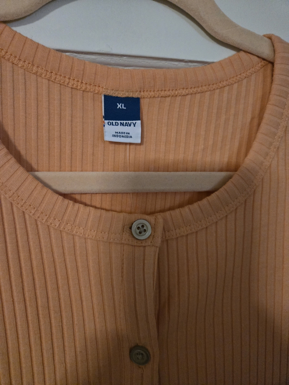 Sleeveless Ribbed Button-Front Top - Peach - Picture 2 of 5